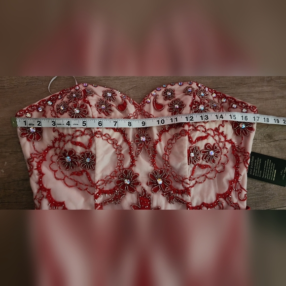 NWT Narianna Prom Illusion Embellished Red Mini Dress Jr Large‎ - Picture 6 of 8